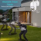 360 Dönebilen Kablosuz Wifi Ip Kamera 1080P Full HD Renkli Gece Görüşlü Su Geçirmez Sesli Görüşme Hareket Takip