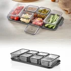 6 Dikdörtgen Bölmeli Kapaklı Kahvaltılık Seti Akrilik