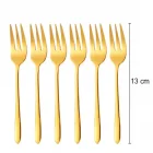 6 Lı Parlak Gold Tatlı Çatalı Seti