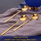 6 Lı Parlak Gold Tatlı Kaşığı Seti