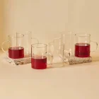 6 Lı Termisil İnce Cam Kupa Bardağı Kulplu