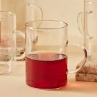 6 Lı Termisil İnce Cam Kupa Bardağı Kulplu