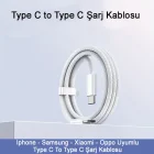 60W Destekli Iphone Samsung Xiaomi Oppo Uyumlu Type C To Type C Hızlı Şarj Kablosu 1 Mt