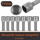 9 Parça Manyetik Civata Somun Tutucu Bits Adaptörü Lokma