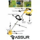 Assur 21v Çift Akülü Uzatma Kollu Çalı Ot Çim Biçme Makinesi Şarjlı Tırpan Şarjlı Çim Kesme Makinesi