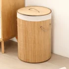 Bambu Çamaşır Sepeti 35x35x49 48 Lt Yuvarlak Bej