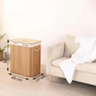 Bambu Natürel Çift Hazneli Çamaşır Sepeti 2 Li Kirli Sepeti