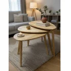 Bemerg Luna 3 Lü Zigon Sehpa Masif Kayın Ahşap Nordic Series