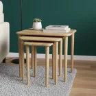 Bemerg Nova 3 Lü Zigon Sehpa Masif Kayın Ahşap Nordic Series