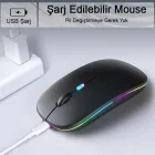 Kablosuz Fare Wireless Mouse 4 Tuşlu Sessiz Şarj Edilebilir Dpı Kontrol