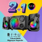 Leerfei SP-60 Usb SD Kart FM Radyo Karaoke Bluetooth Rgb Işıklı 2.1 Ses Sistemi Güçlü Ses