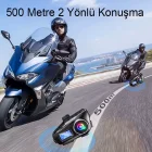 Q58 Max Kablosuz Motosiklet Kaskı İnterkom Kulaklık Çift Sürücü İletişimi 500m Işıklı Mp3 FM Radyo
