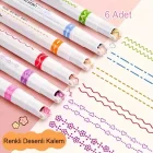 Renkli Şekilli Desen Baskılı 6 Lı Kalem Seti Not Alma Yazma Çizim İçin