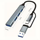 Type C USB Çoklayıcı 3.0 Usb Çoğaltıcı 4 Port Hem Type C Hem Usb Girişli