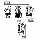 Lazer Kesim Ahşap Duvar Dekoru Kaktüslü Saksılar