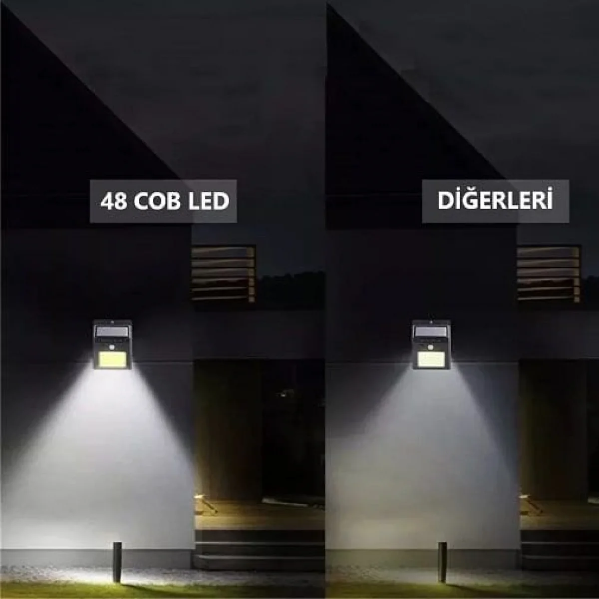 48 Led Cob Hareket Sensörlü Solar Bahçe Lambası
