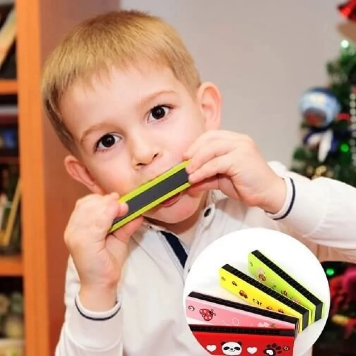 Ahşap Mızıka 16 Delikli Çift Sıralı Renkli