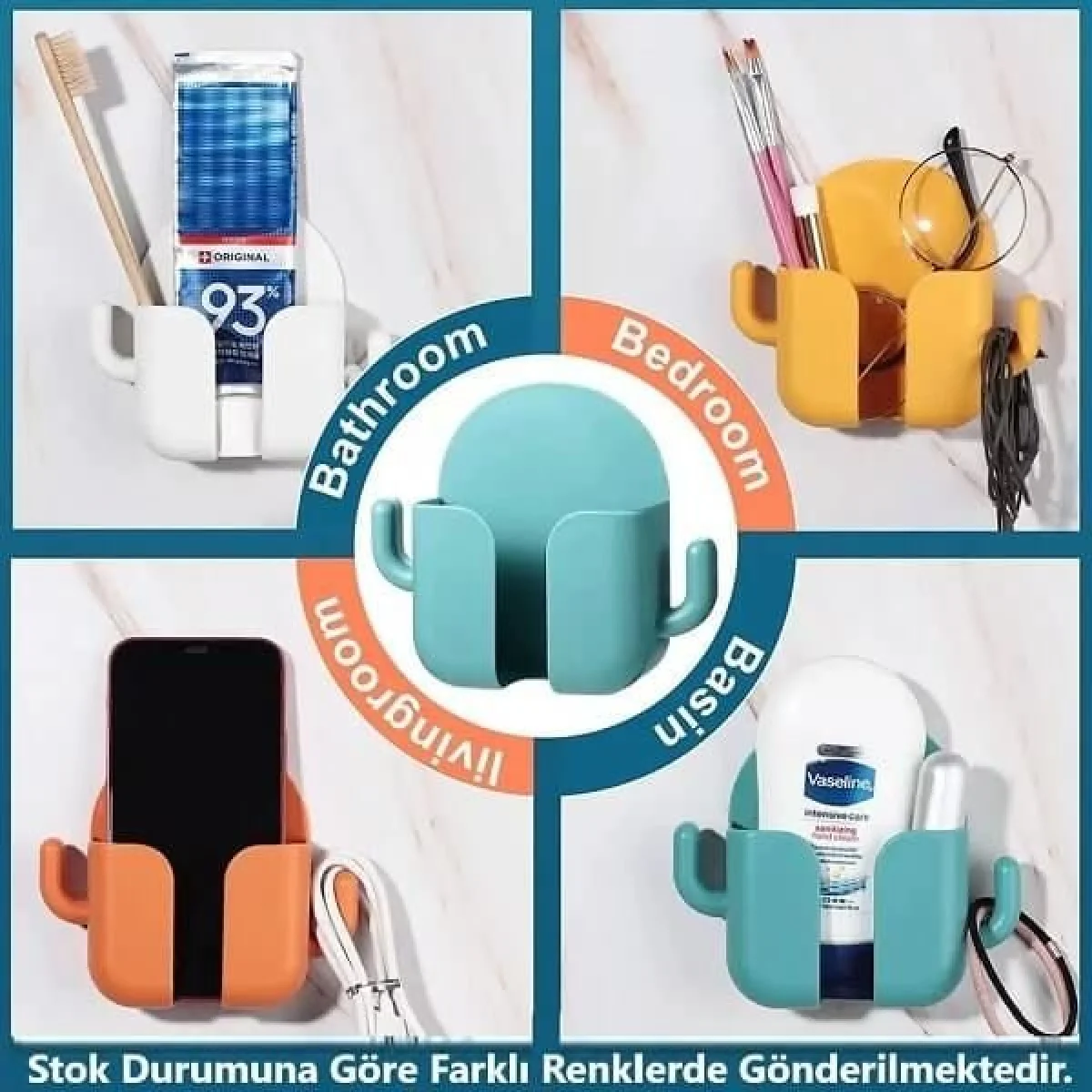 Askılı Duvara Yapışan Telefon Kumanda Tutucu