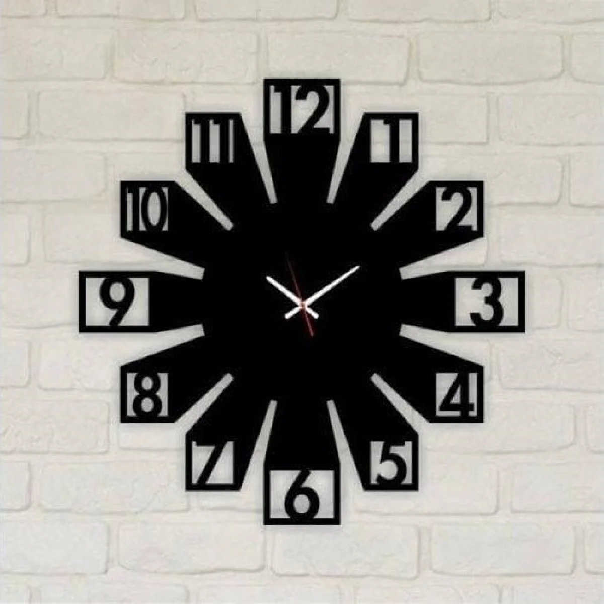 Dekoratif Lazer Kesim Kare Rakamlı Duvar Saati