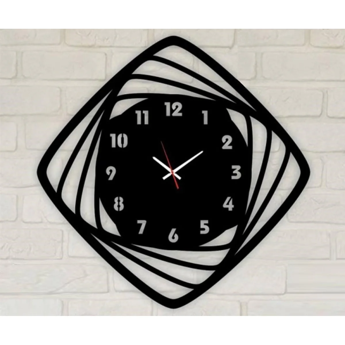 Dekoratif Lazer Kesim Oval Köşeli Kare Duvar Saati