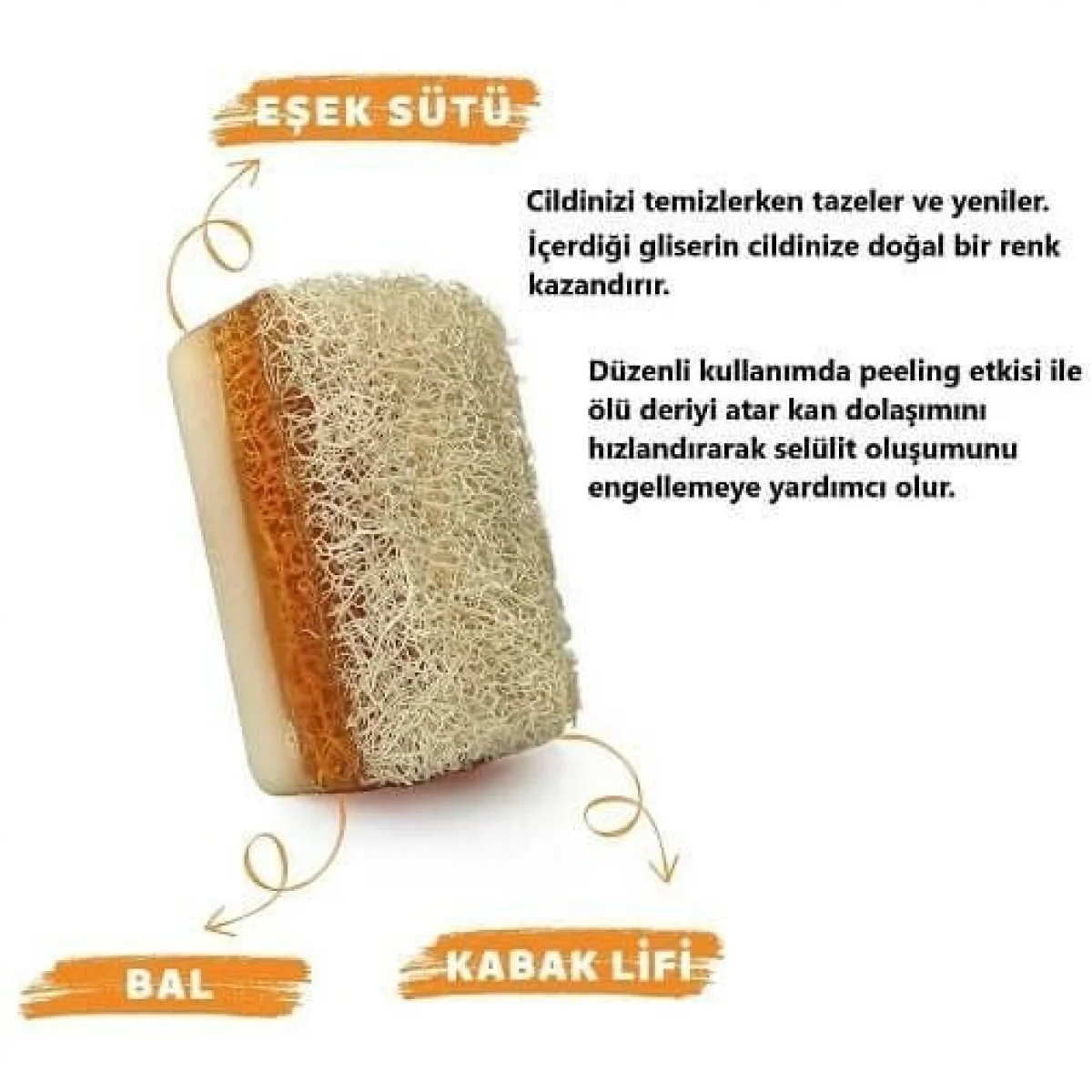 Doğal Kabak Lifli Eşek Sütlü Ballı Sabun 120 Gr