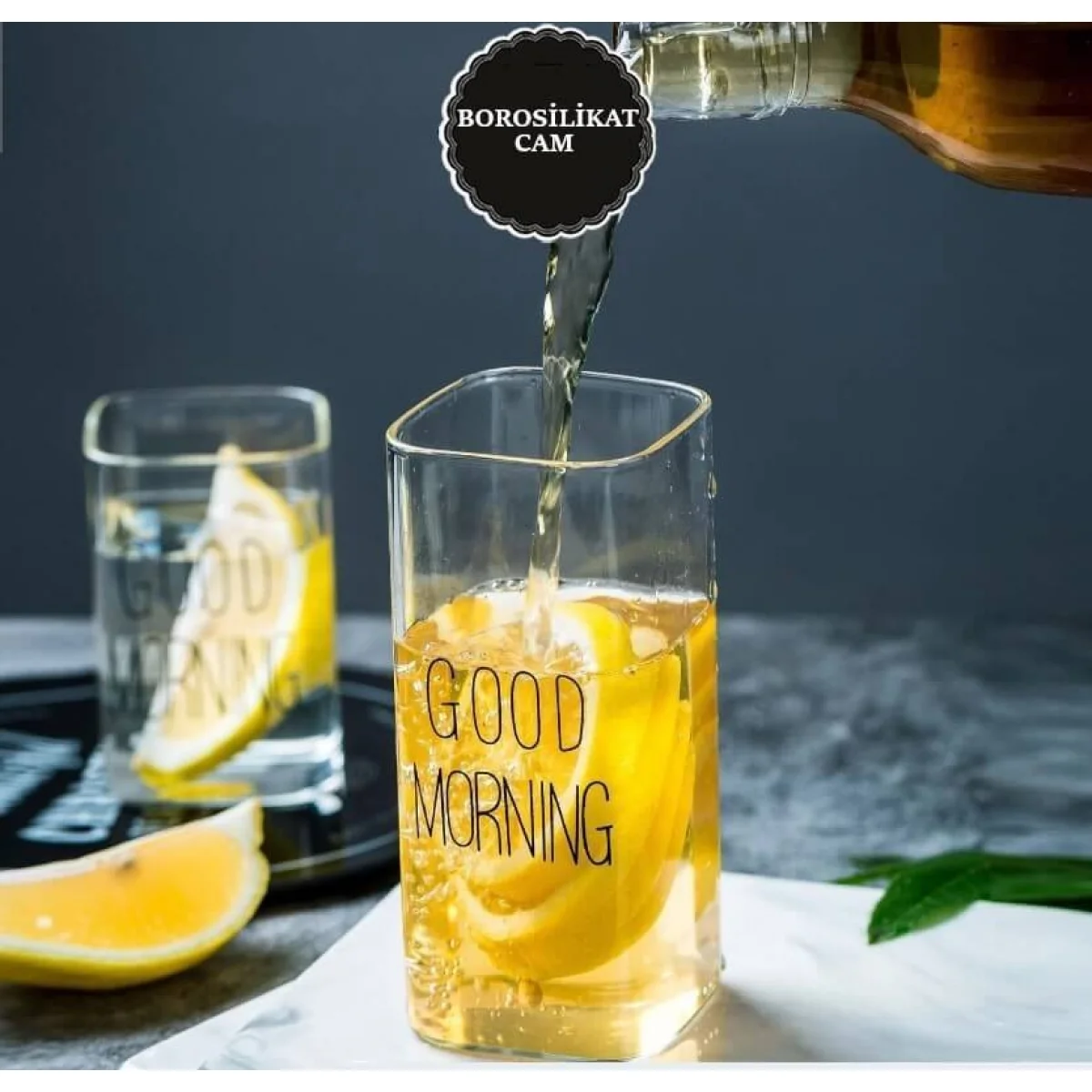 Good Morning Borosilikat Kare Cam Bardak 380 ml