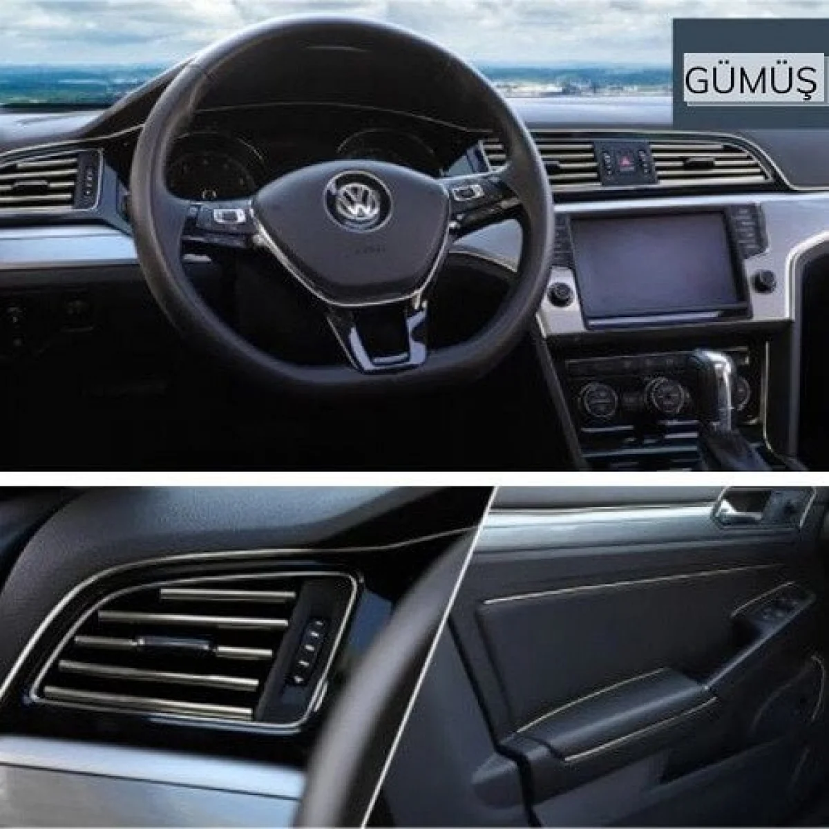 Gümüş Araba Oto Trim Dekorasyon Şeridi 5 mt