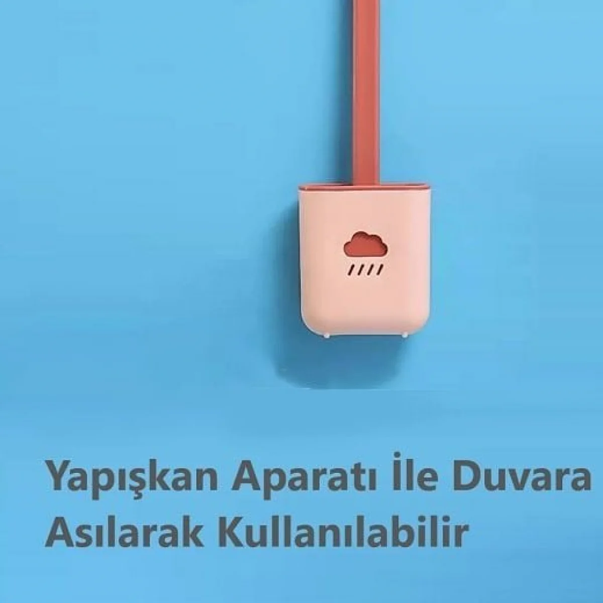 Silikon Tuvalet Klozet Fırçası ve Askısı Turuncu