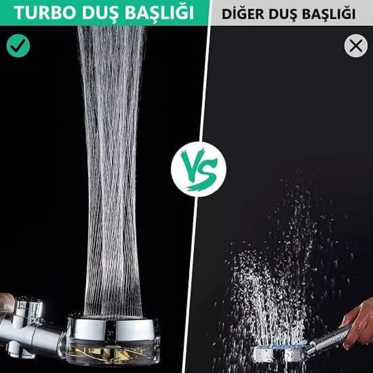 Turbolu Duş Başlığı Start Stop Tuşlu Tasarruflu