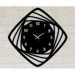 Dekoratif Lazer Kesim Oval Köşeli Kare Duvar Saati
