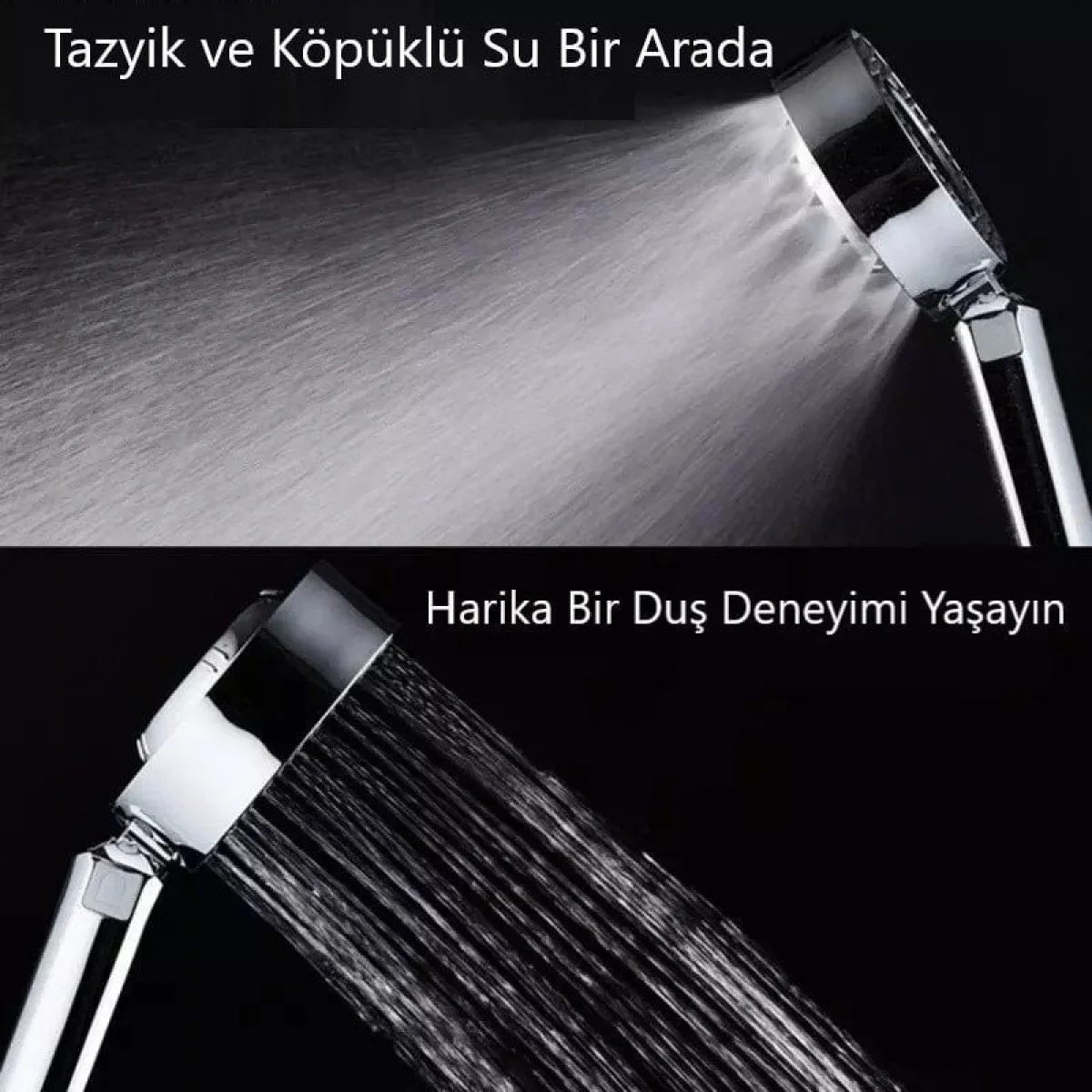 Çift Taraflı 3 Fonksiyonlu Duş Başlığı Köpüklü Su Özelliği