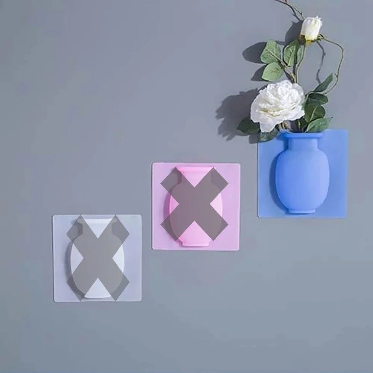 Silikon Vazo Dekoratif Yapışkanlı Mavi