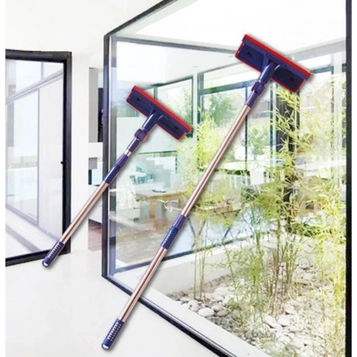 Teleskobik Mikrofiber Çift Taraflı Cam Silme Aparatı