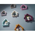 Ev Şekilli Dekoratif Duvar Rafı Pembe