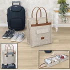 Derili Bavul İçi ve Üstü Seyehat Çantası Krem