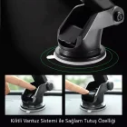 Vantuzlu Araç Telefon Tutucu Teleskobik Kıskaçlı