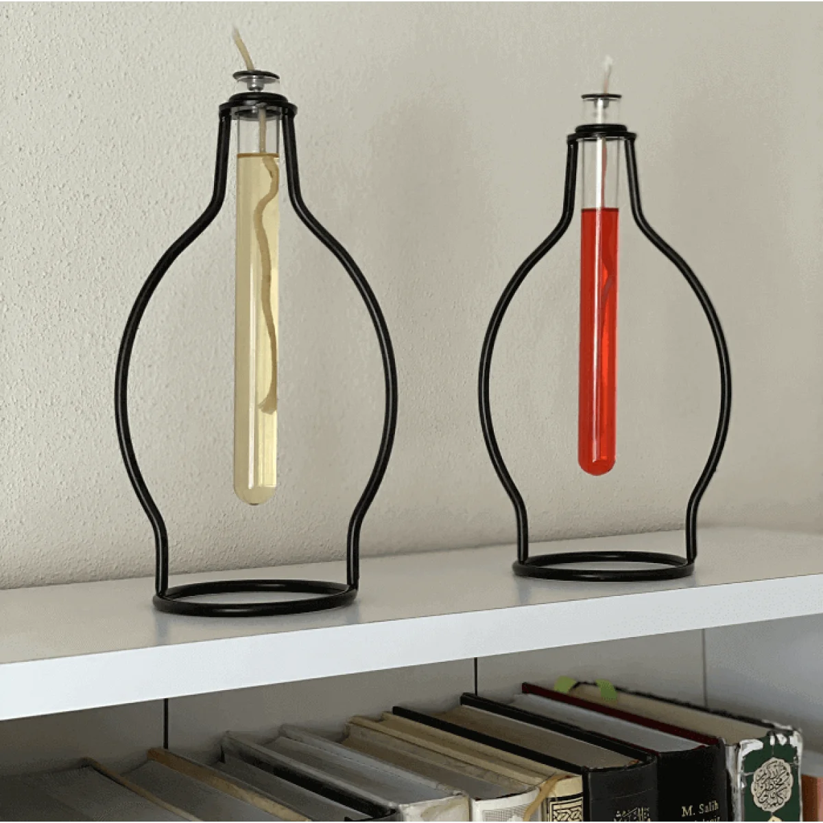 2 Li Dekoratif Cam Metal Kandil ve Kandil Yağı