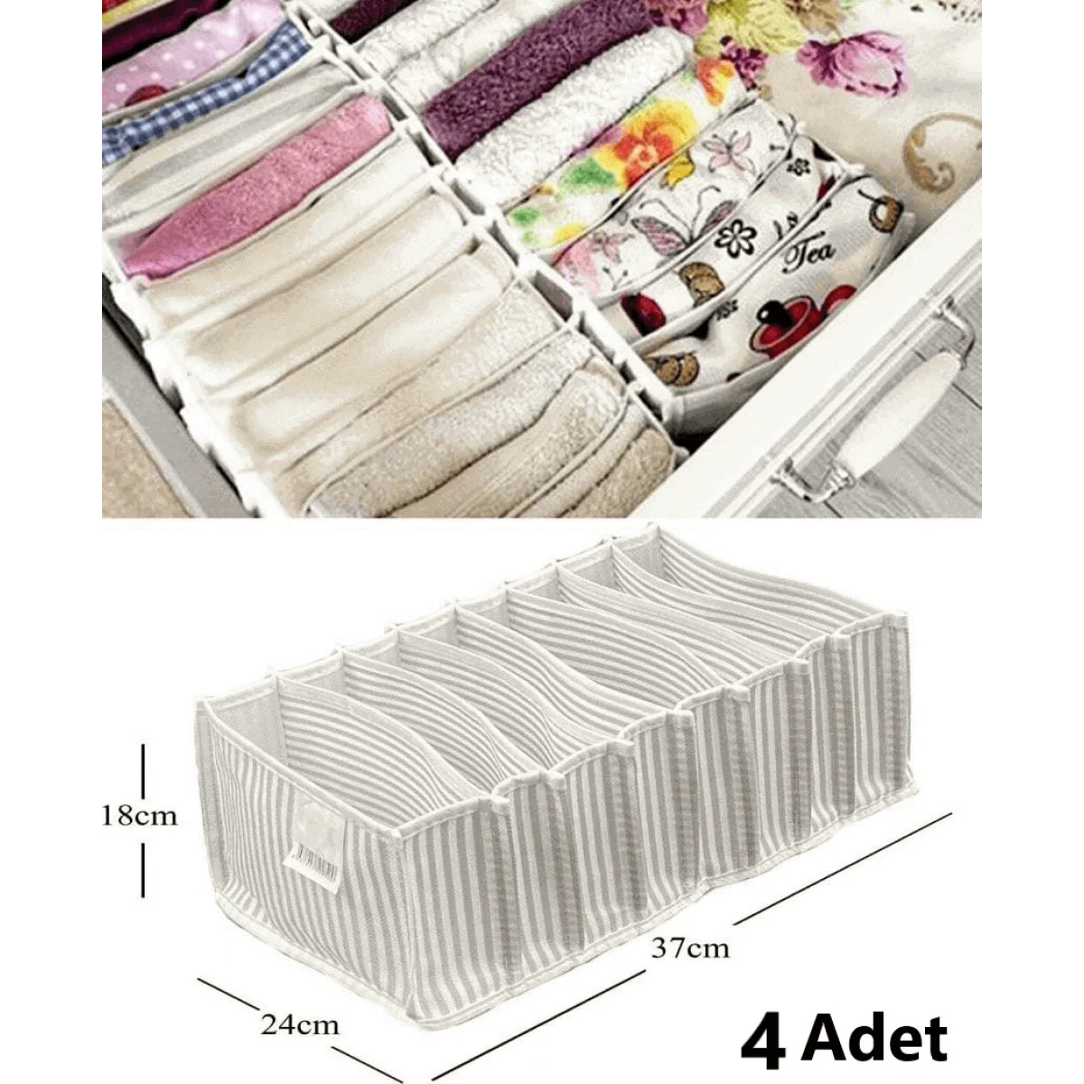 8 Gözlü Çekmece İçi Akordiyon Organizer L 4 Lü