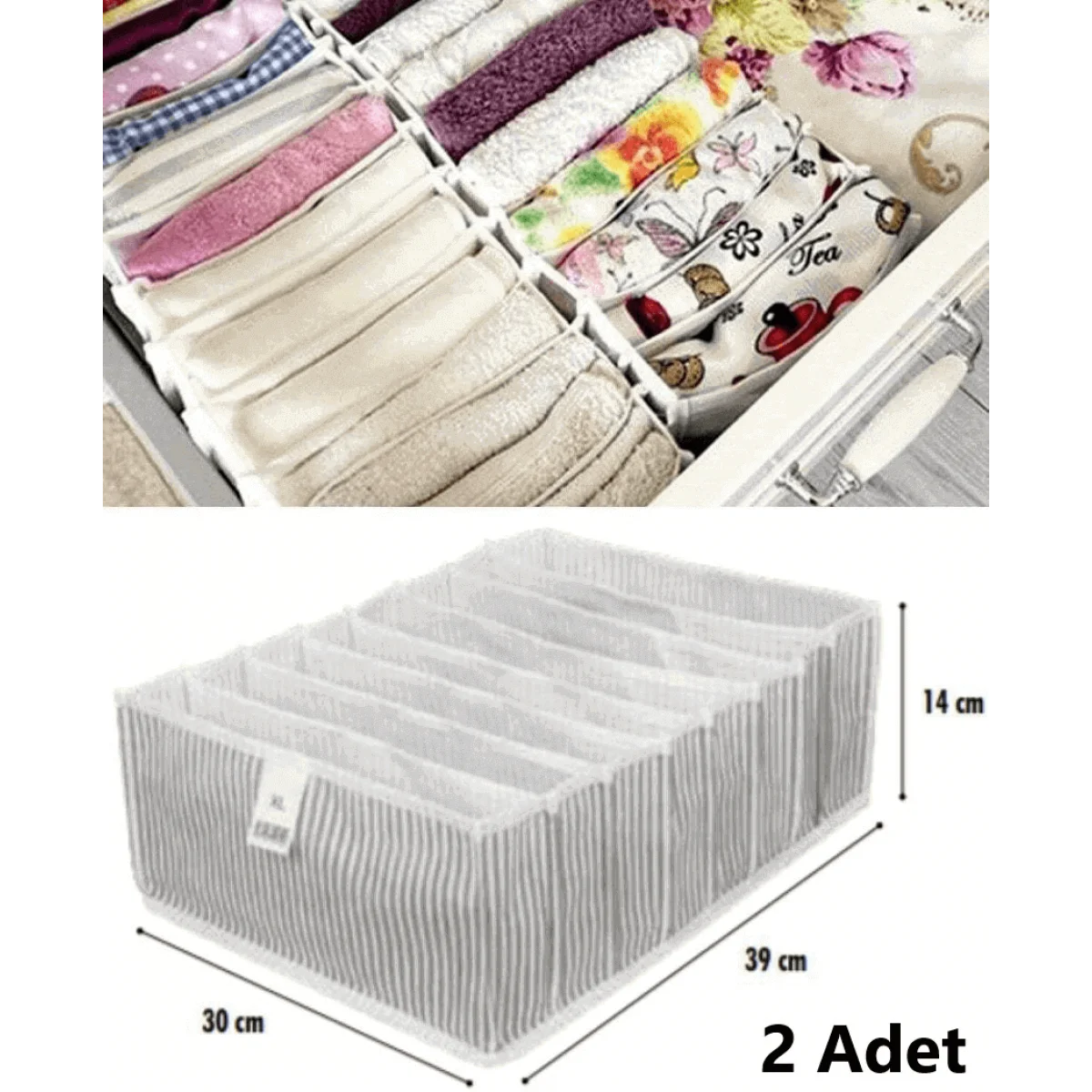 8 Gözlü Çekmece İçi Akordiyon Organizer XL 2 Li