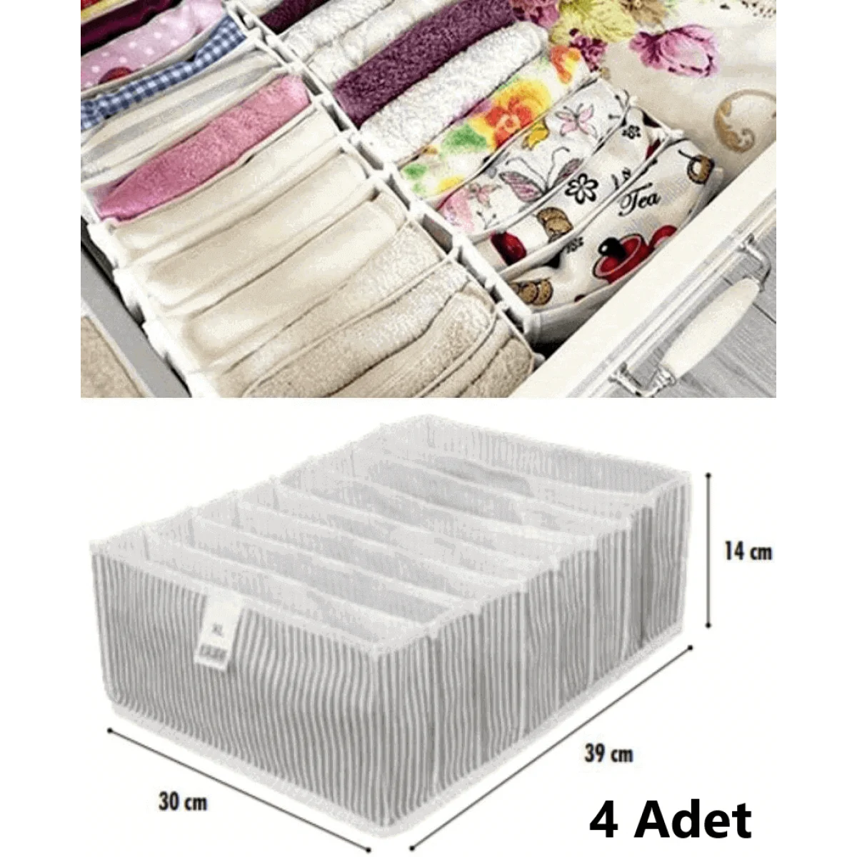 8 Gözlü Çekmece İçi Akordiyon Organizer XL 4 Lü