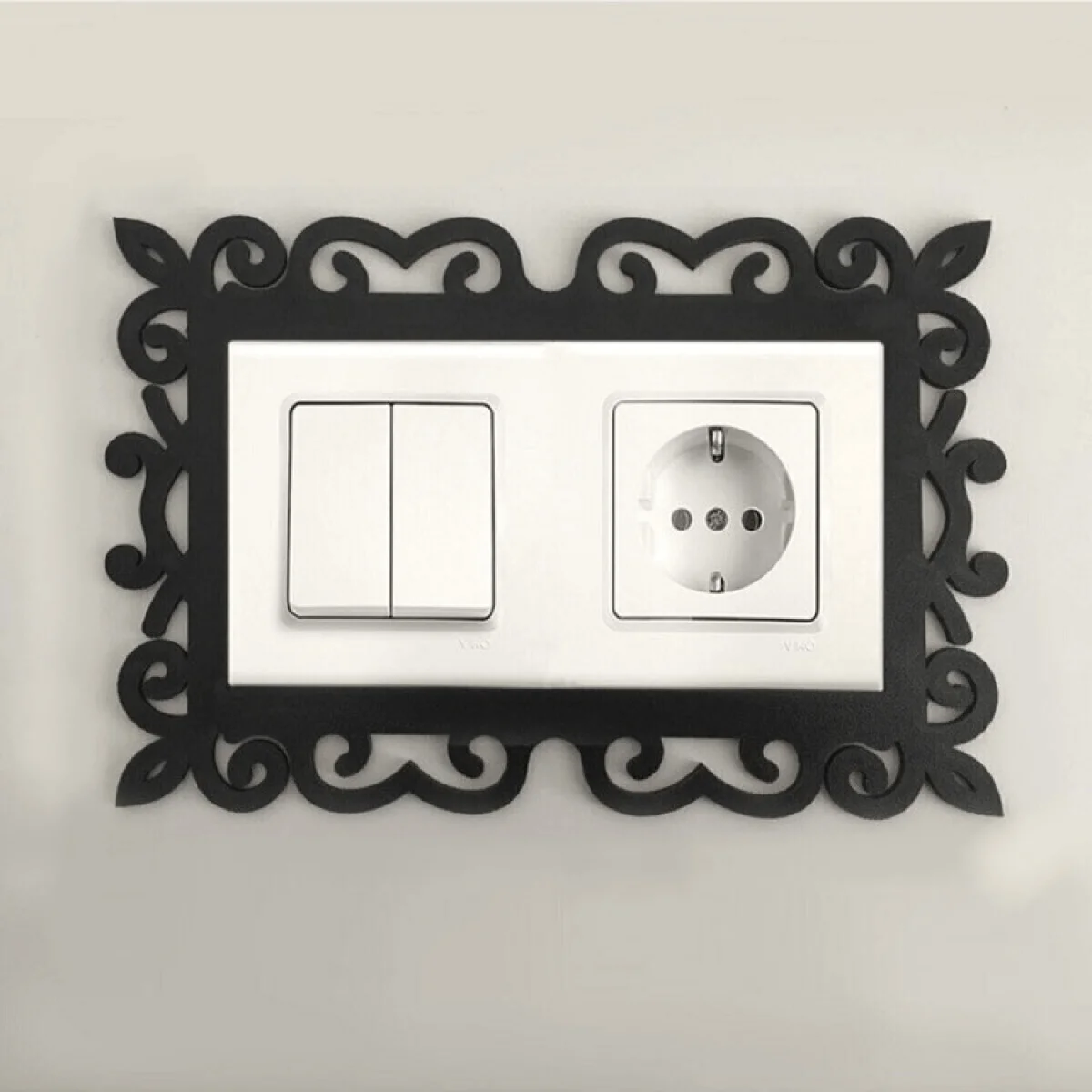 Ahşap Dekoratif Priz Kenarı Süsü Motifli Çiftli