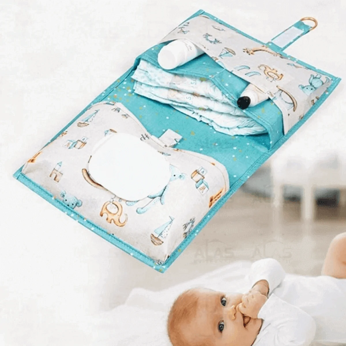 Alas Baby Katlanır Bebek Alt Bakım Çantası Mavi