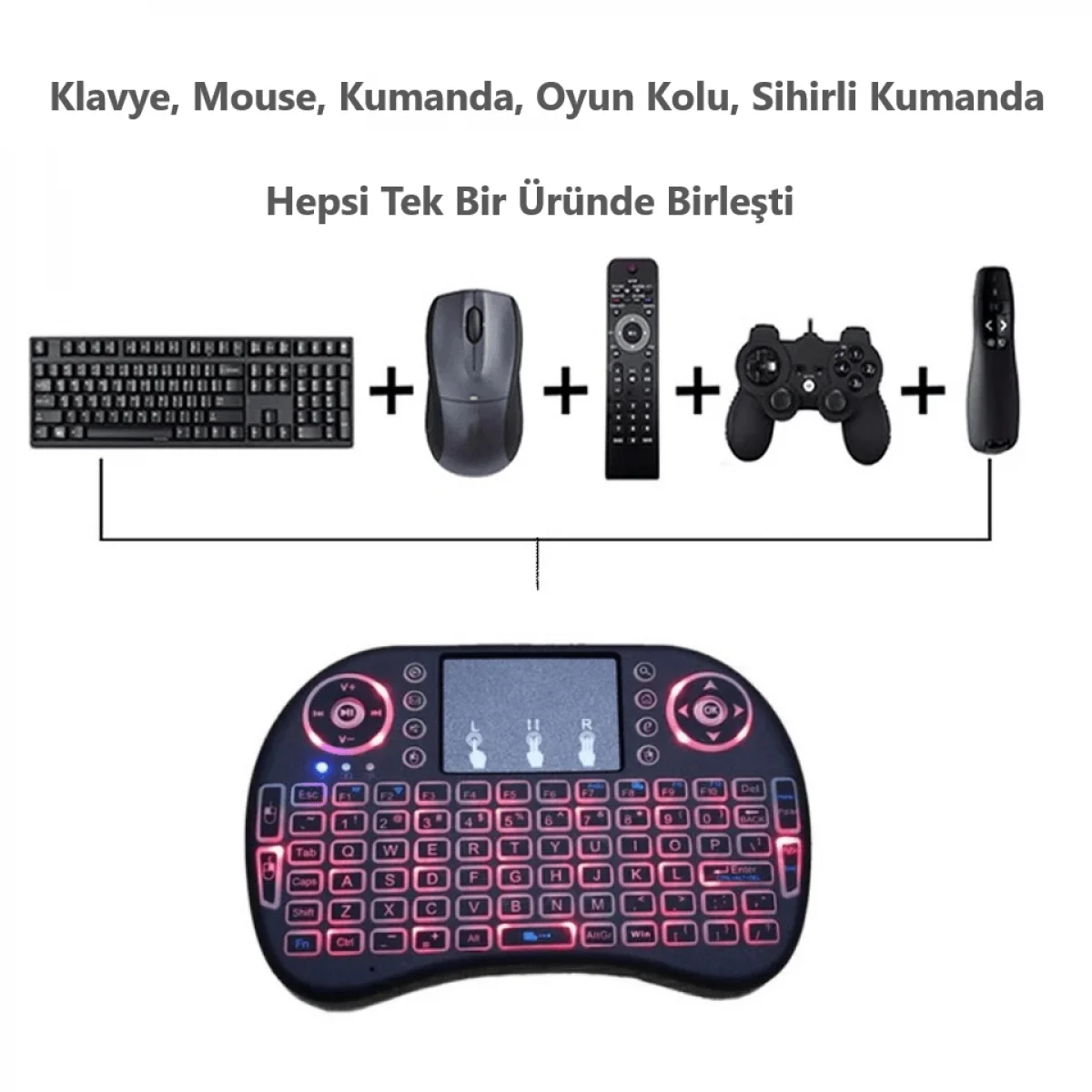 Kablosuz Smart Tv Box Dokunmatik Mini Klavye Mouse