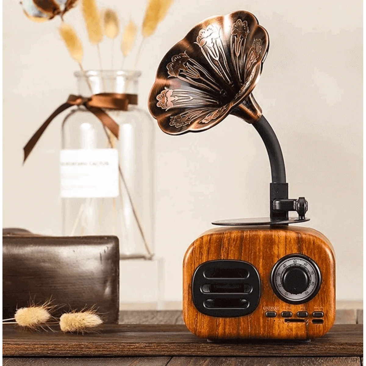 Nostaljik Mini Radyo Gramofon Bluetooth Usb Khv