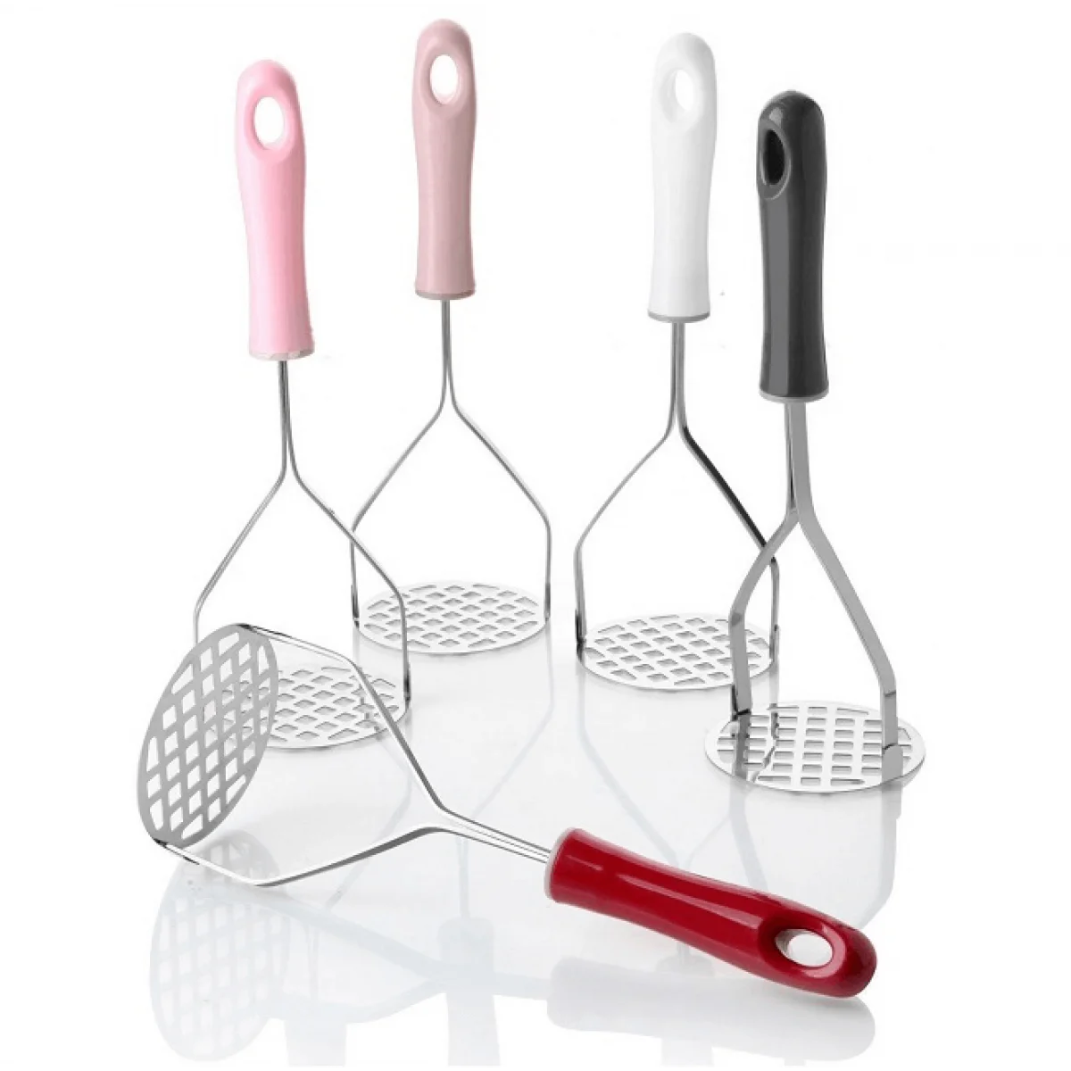 Renkli Saplı Çelik Patates Ezici