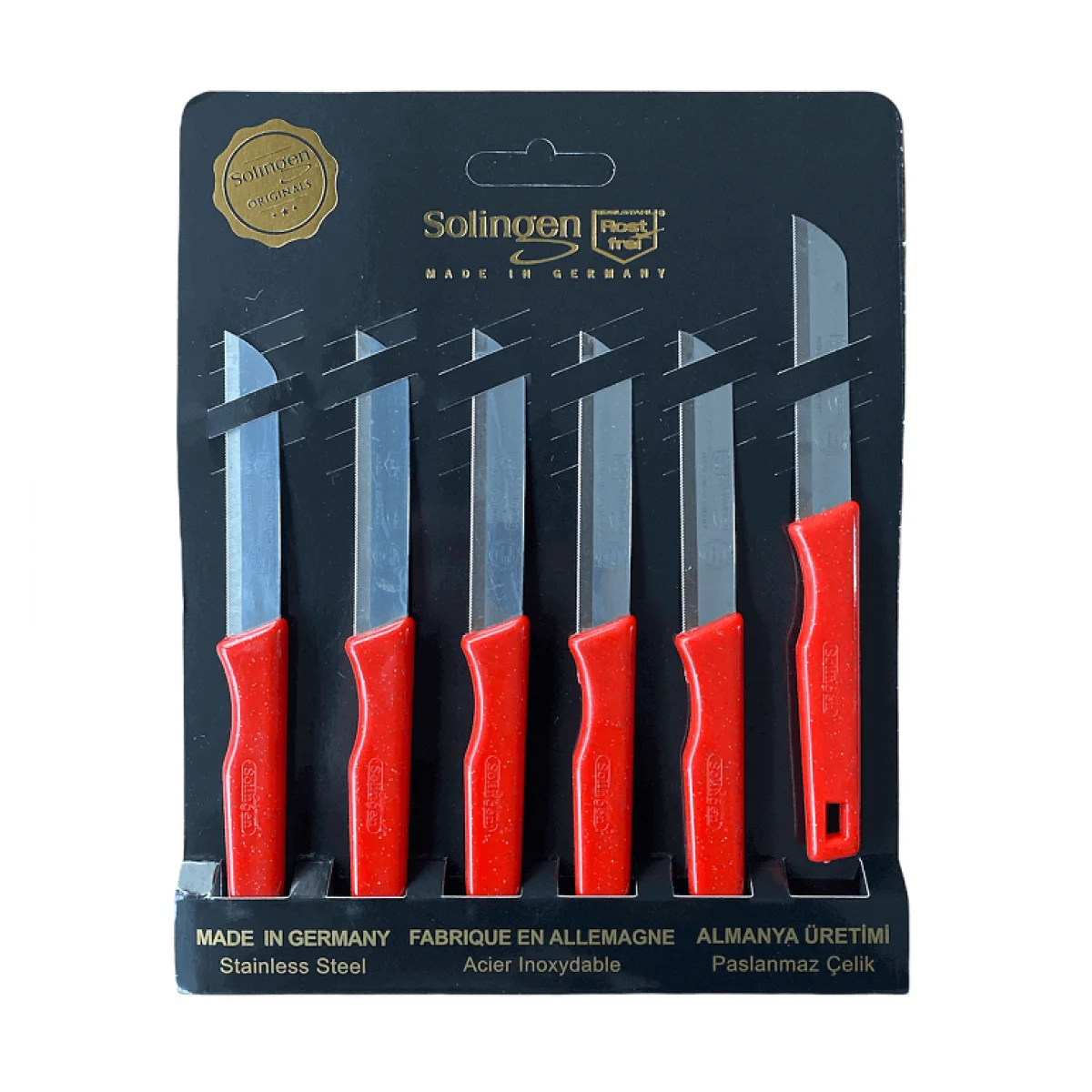 Solingen 6 Lı Tırtıklı Meyve Sebze Bıçağı Kırmızı