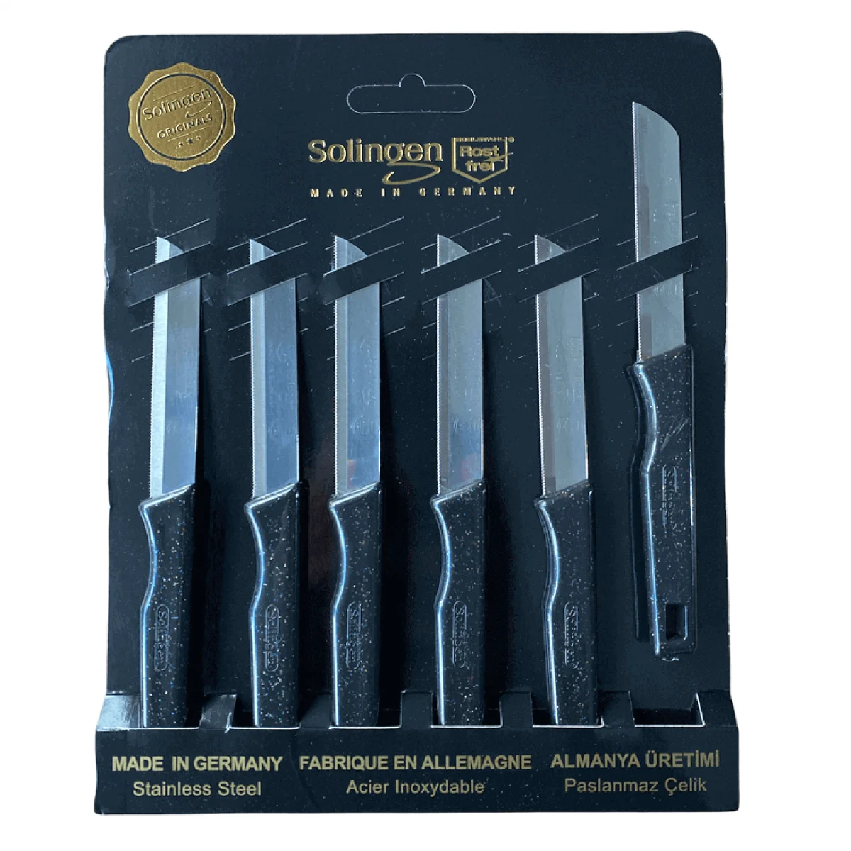 Solingen 6 Lı Tırtıklı Meyve Sebze Bıçağı Siyah