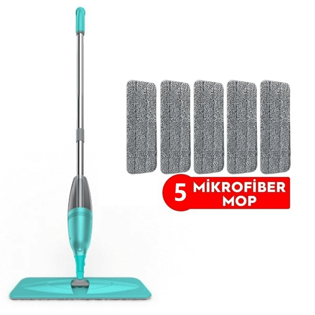 Su ve Deterjan Hazneli Sprey Mop ve 5 Adet Mop