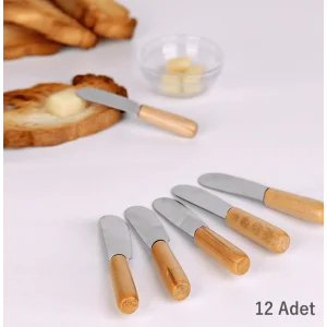 12 Li Bambu Saplı Lüx Tereyağı ve Reçel Bıçağı