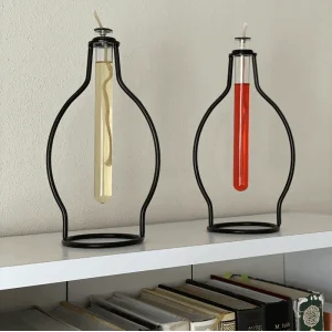 2 Li Dekoratif Cam Metal Kandil ve Kandil Yağı